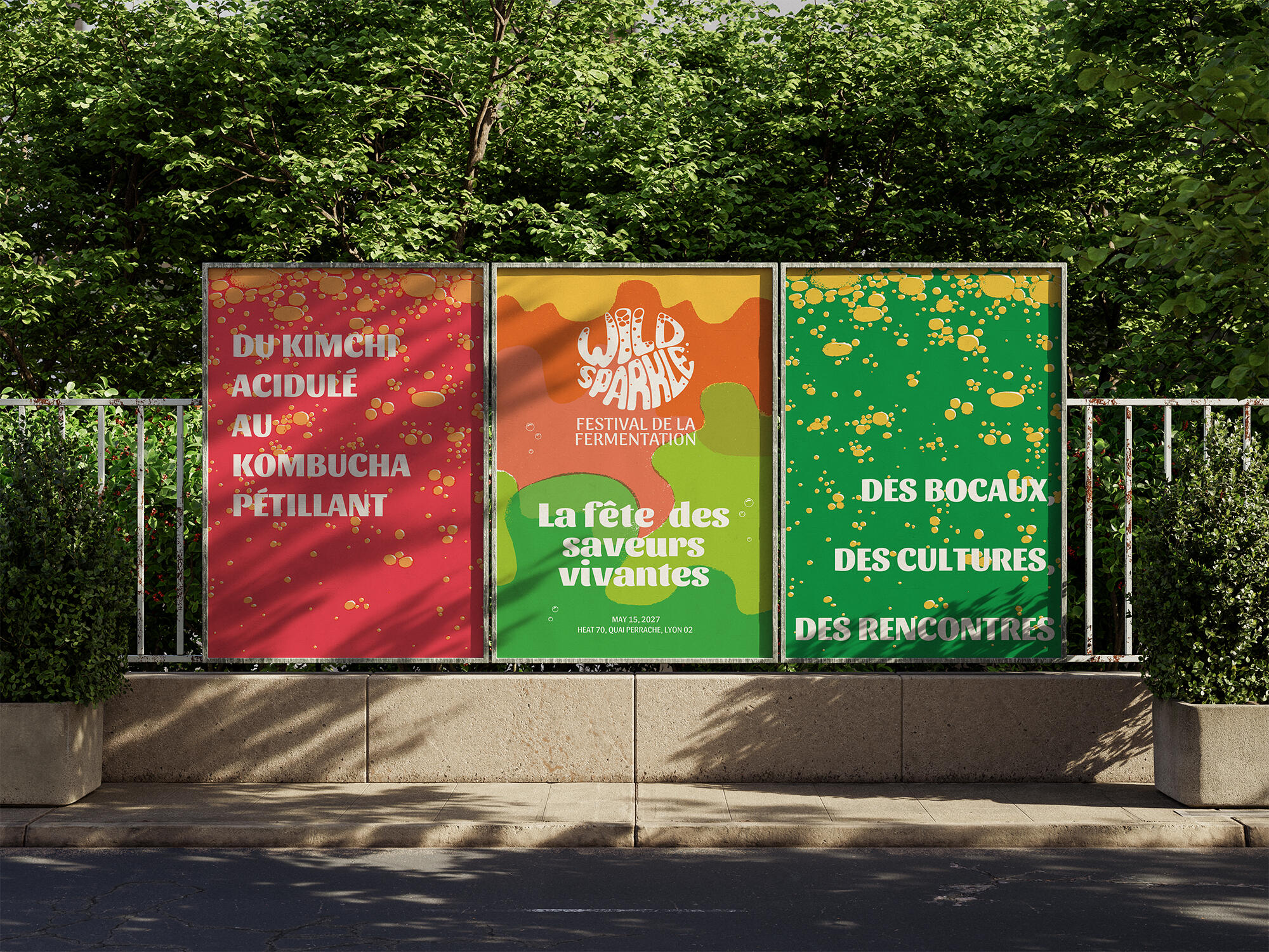 A three-poster system designed to work both as a single campaign image and as a larger street display.