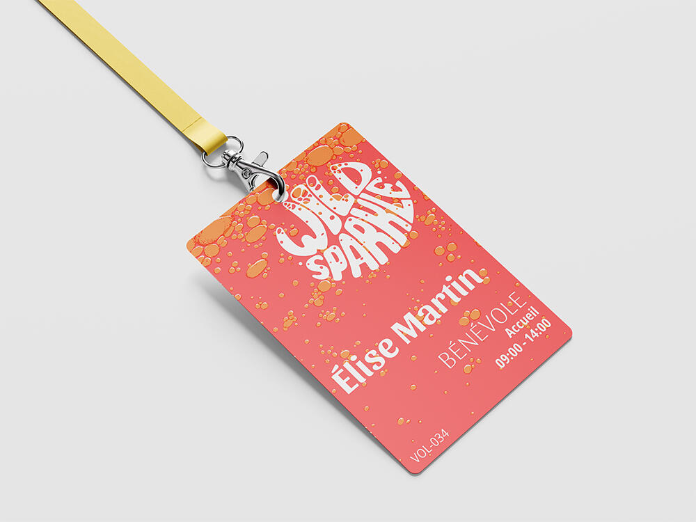 Event volunteer badge designed for quick identification and visual consistency.